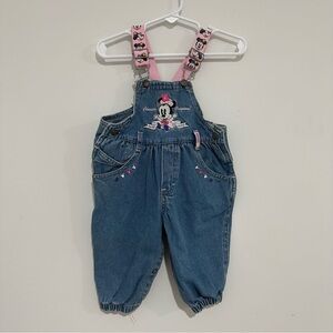 Vintage Mickey & Co Disney 90s Baby Minnie Mouse Embroidered Denim Overalls 6/9M